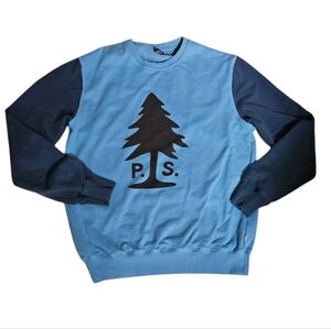 Poler Stuff Mens Douglas PS Blue Crewneck Sweatshirt True Blue/Blue Steel sz L